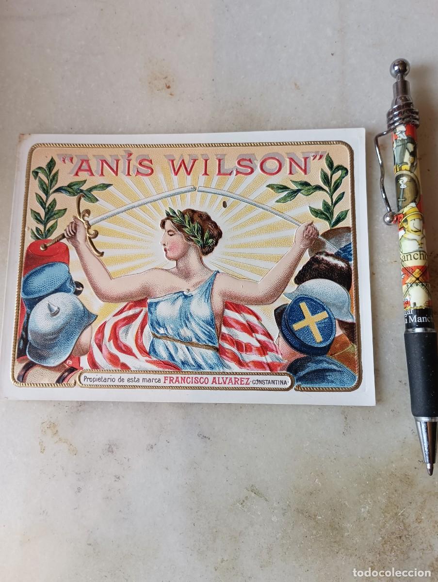 Etiquetas antiguas: Antigua etiqueta anis Wilson constantina