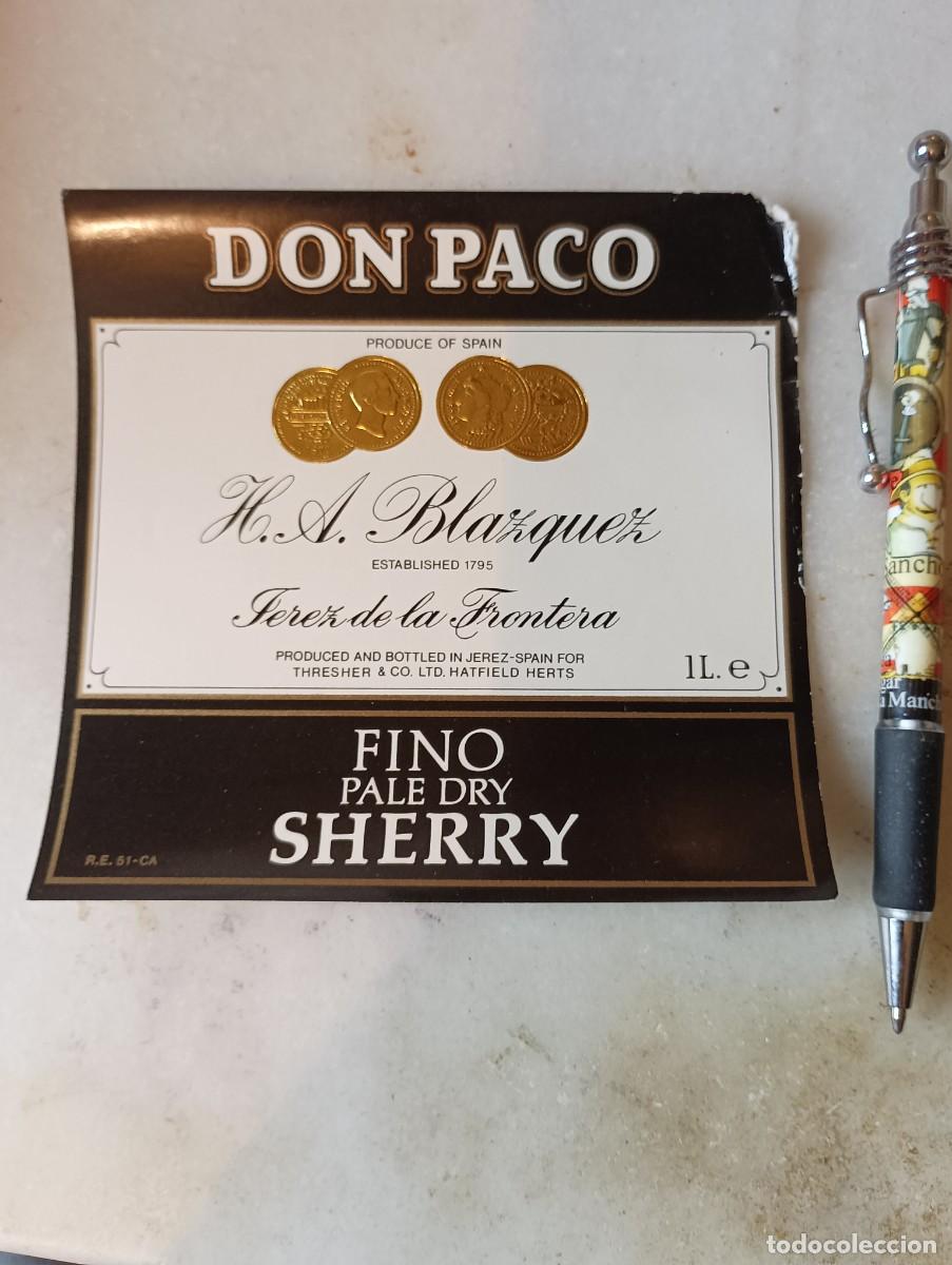 Etiquetas antiguas: Etiqueta vino jerez Agust&iacute;n Bl&aacute;zquez don Paco