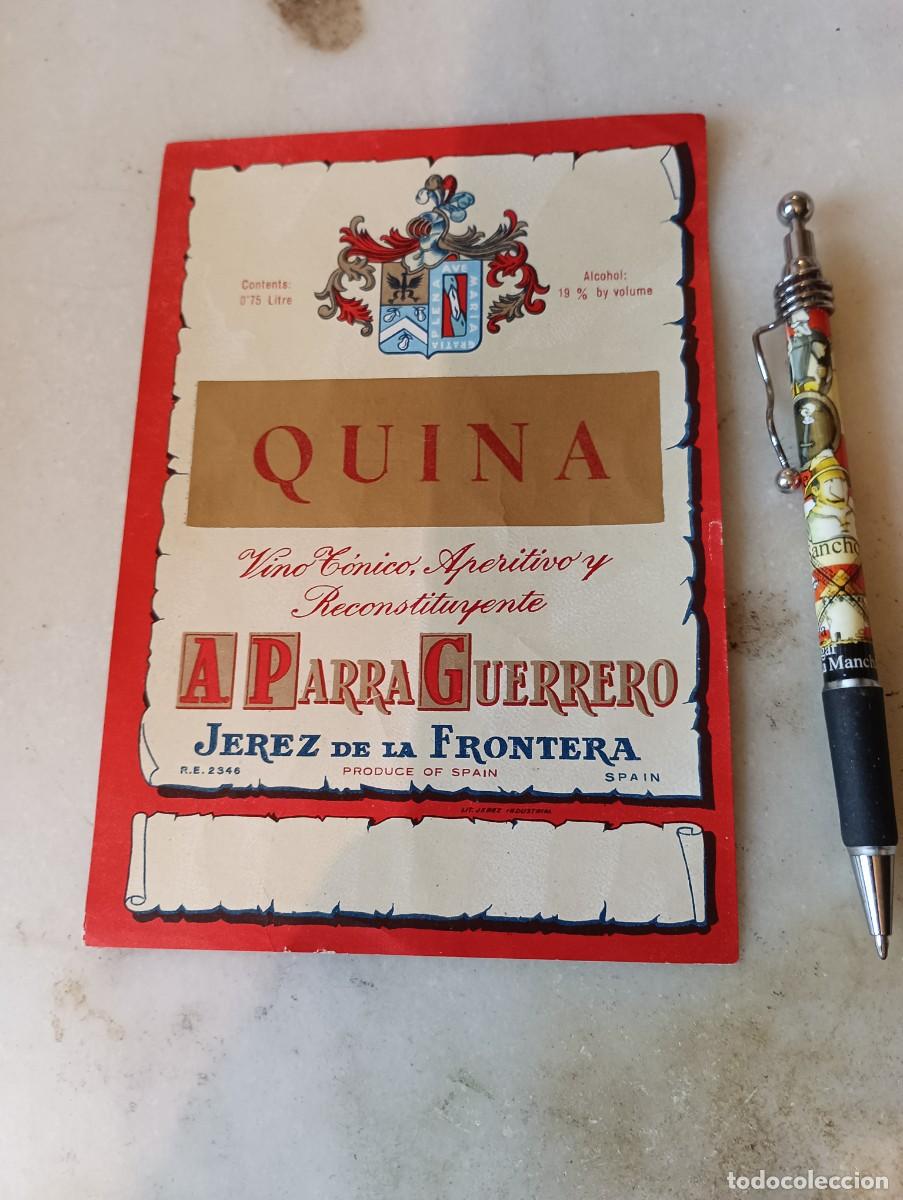 Etiquetas antiguas: Etiqueta jerez quina a parra guerrero antigua