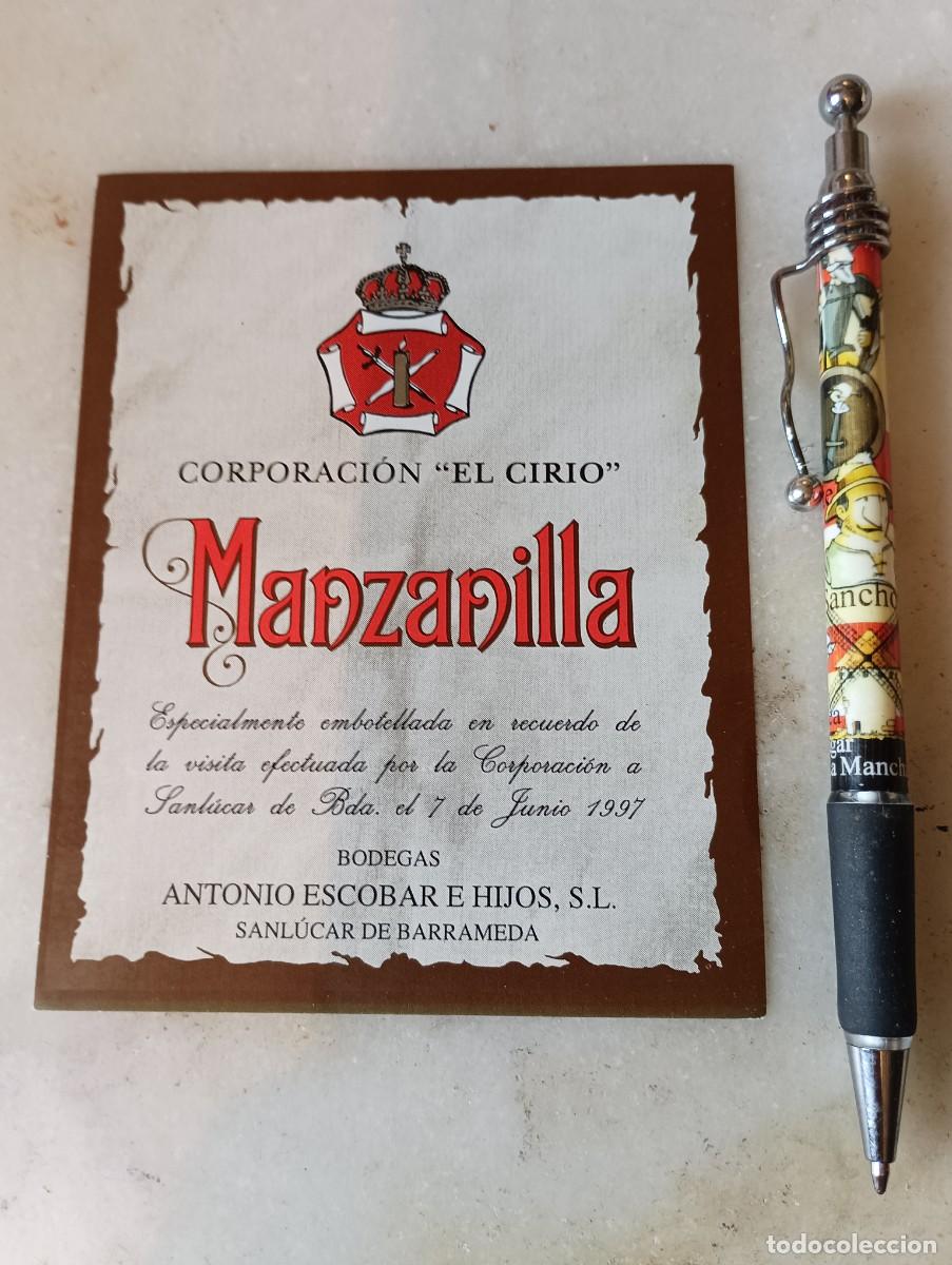 Etiquetas antiguas: Etiqueta vino manzanilla Sanl&uacute;car Antonio Escobar