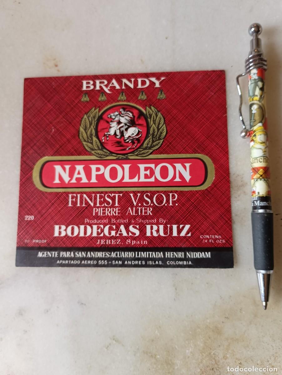 Etiquetas antiguas: Antigua etiqueta brandy Napole&oacute;n jerez