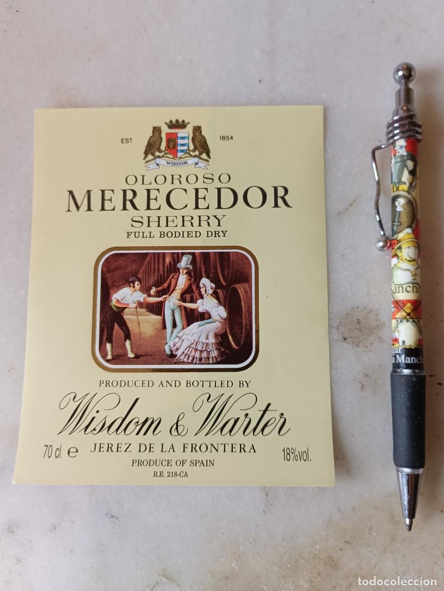 Etiquetas antiguas: Etiqueta vino jerez wisdom warter