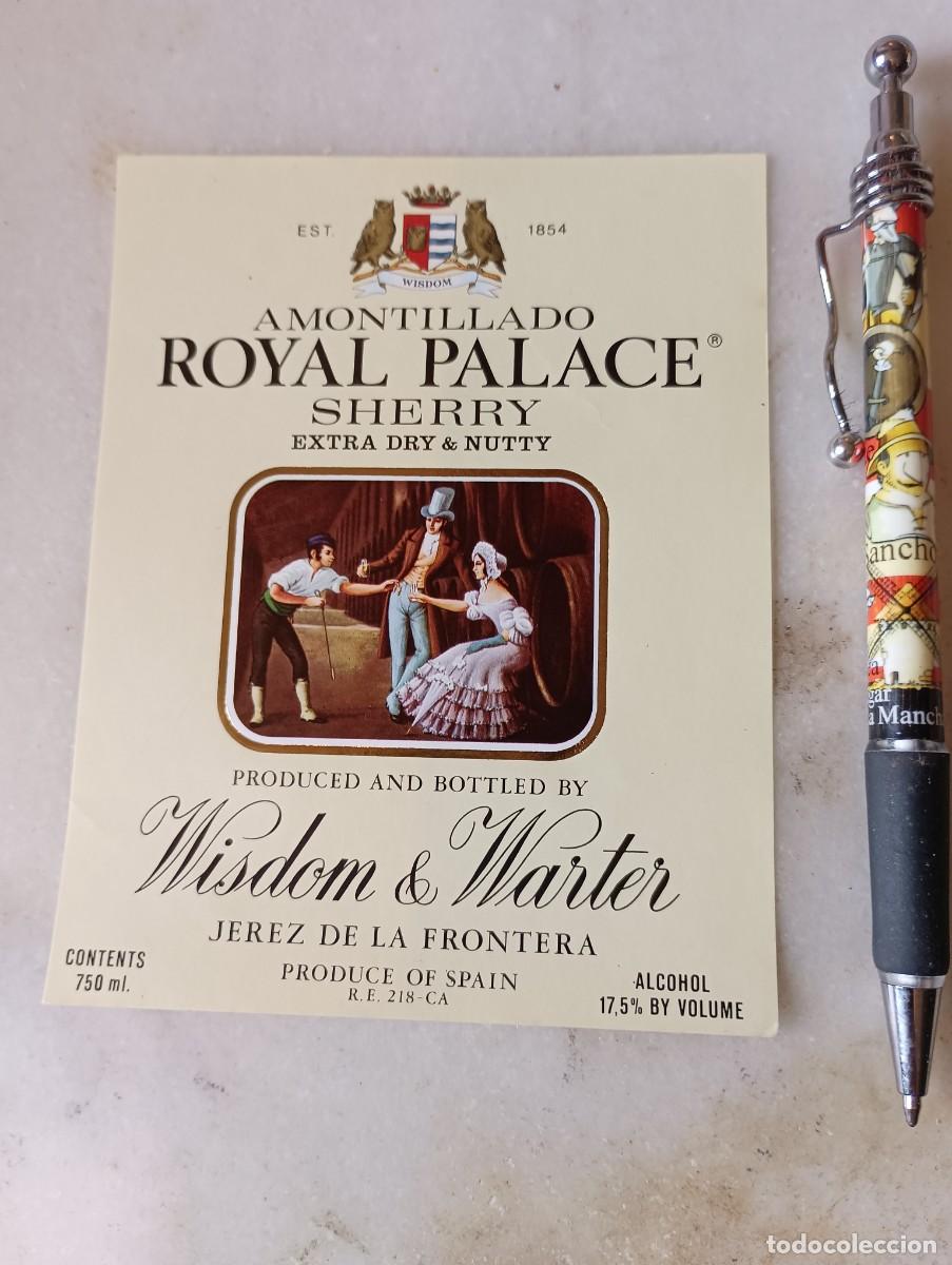 Etiquetas antiguas: Etiqueta vino jerez wisdom warter