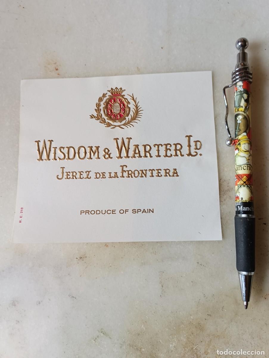 Etiquetas antiguas: Etiqueta vino jerez wisdom warter