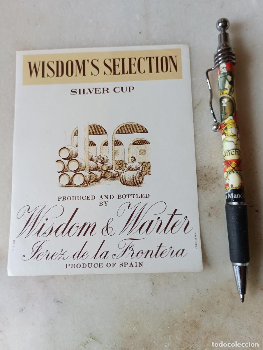 Etiquetas antiguas: Etiqueta vino jerez wisdom warter