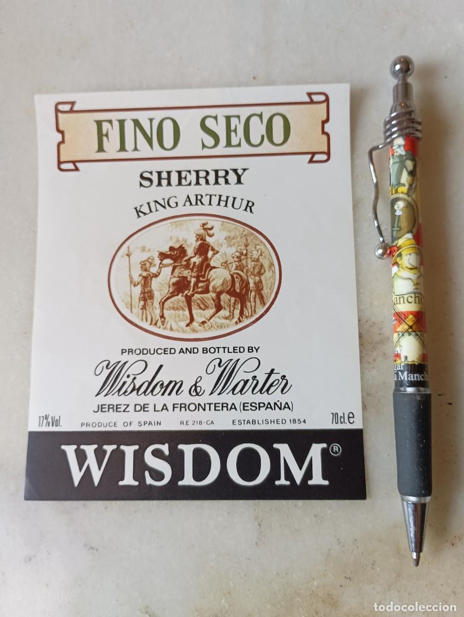 Etiquetas antiguas: Etiqueta vino jerez wisdom warter