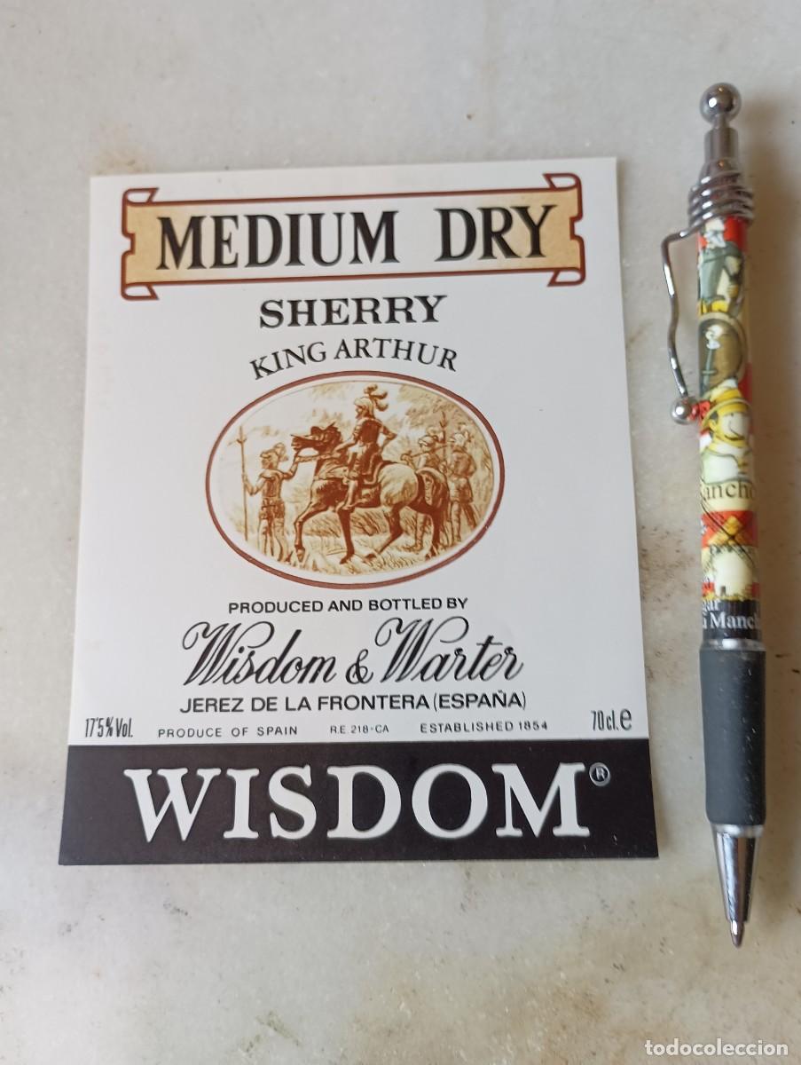 Etiquetas antiguas: Etiqueta vino jerez wisdom warter