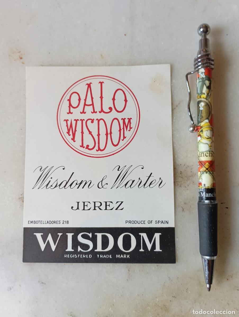 Etiquetas antiguas: Etiqueta vino jerez wisdom warter