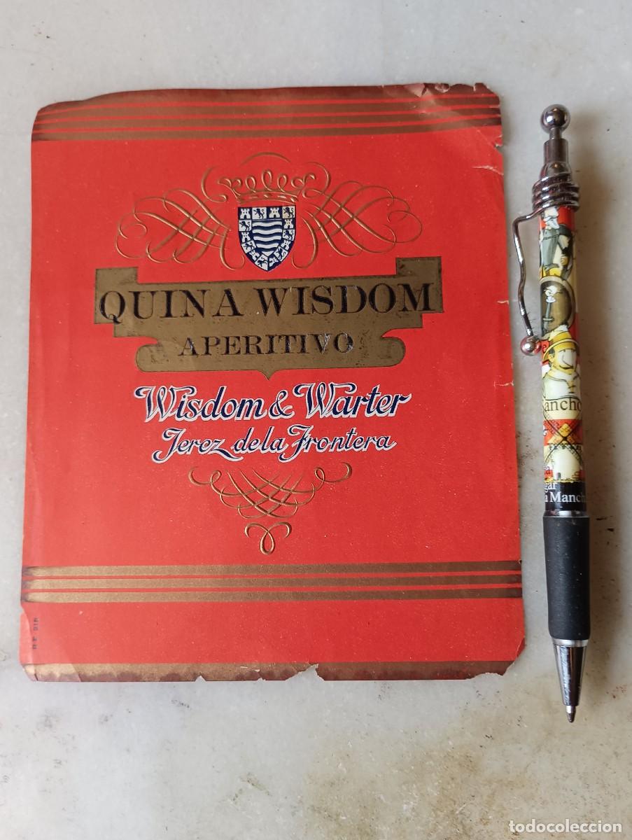 Etiquetas antiguas: Etiqueta vino jerez wisdom warter
