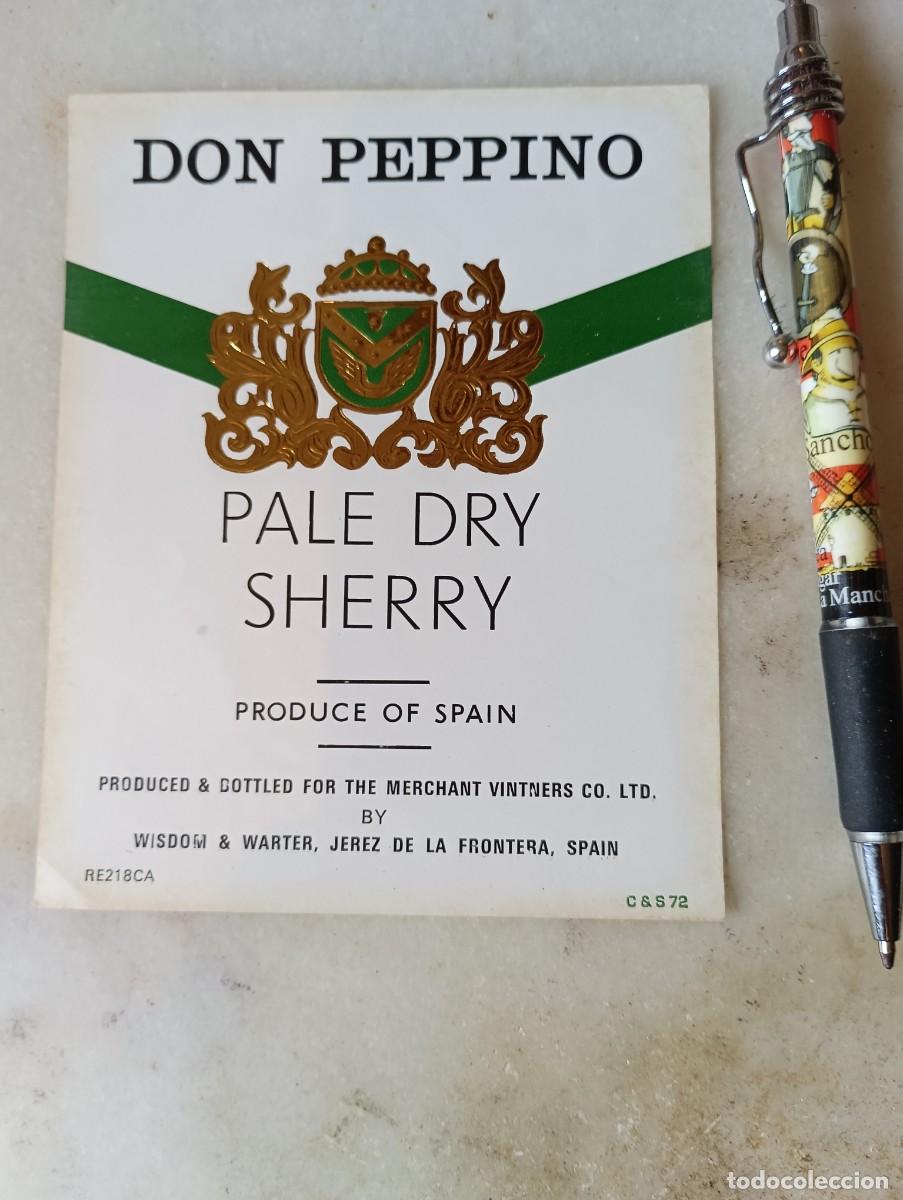 Etiquetas antiguas: Etiqueta vino jerez wisdom warter