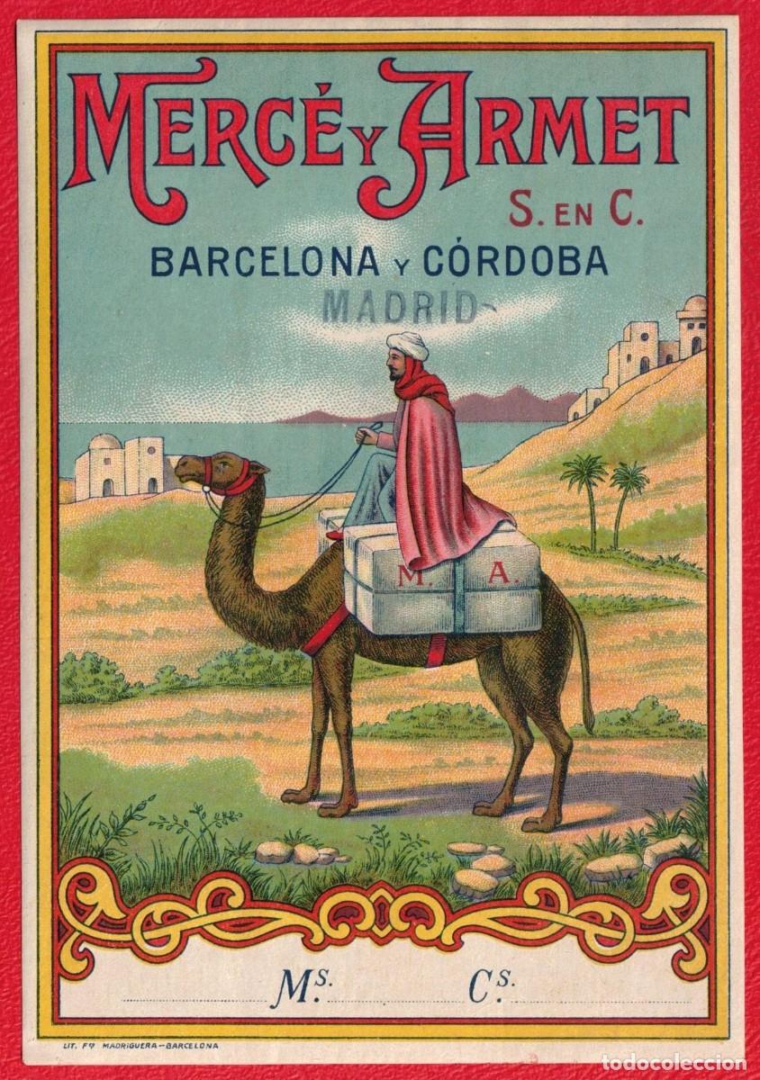 Etiquetas antiguas: Merc&eacute; y Armet S. en C. Barcelona y C&oacute;rdoba - Madrid - Lit. Madriguera - Antigua etiqueta original