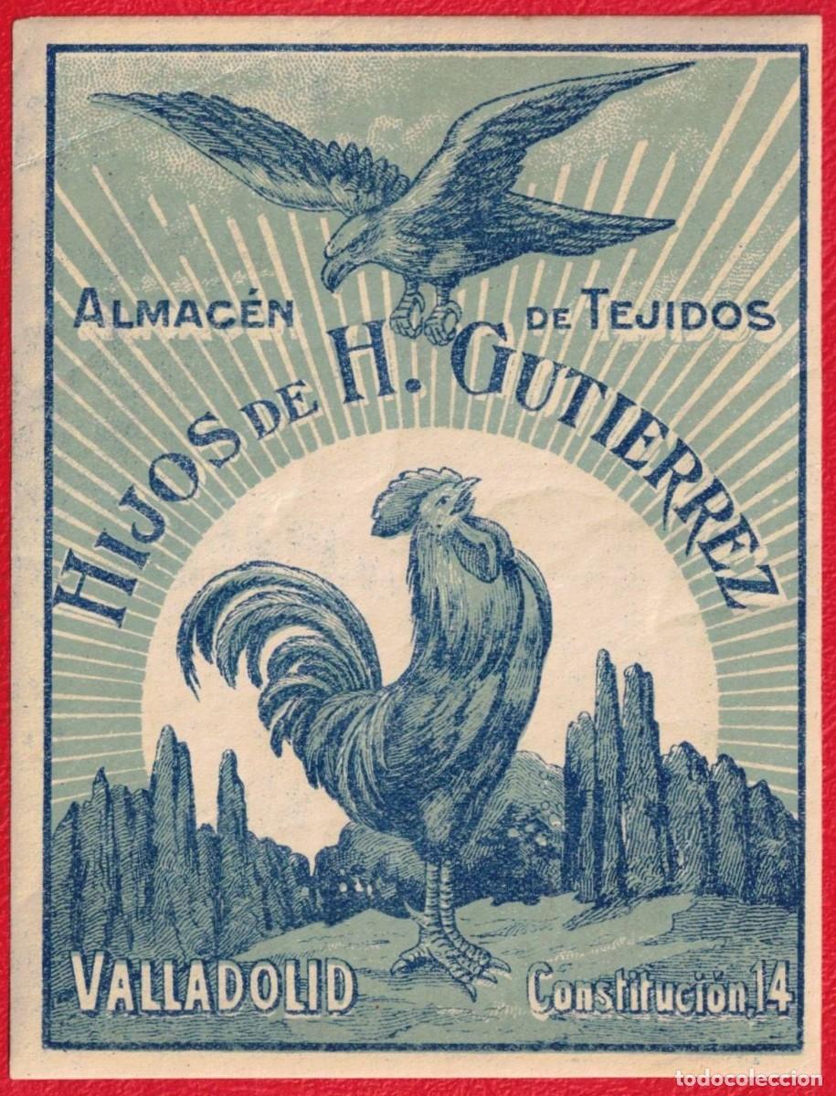 Etiquetas antiguas: Almac&eacute;n de Tejidos Hijos de H. Gutierrez Valladolid Constituci&oacute;n 14 - Antigua etiqueta original