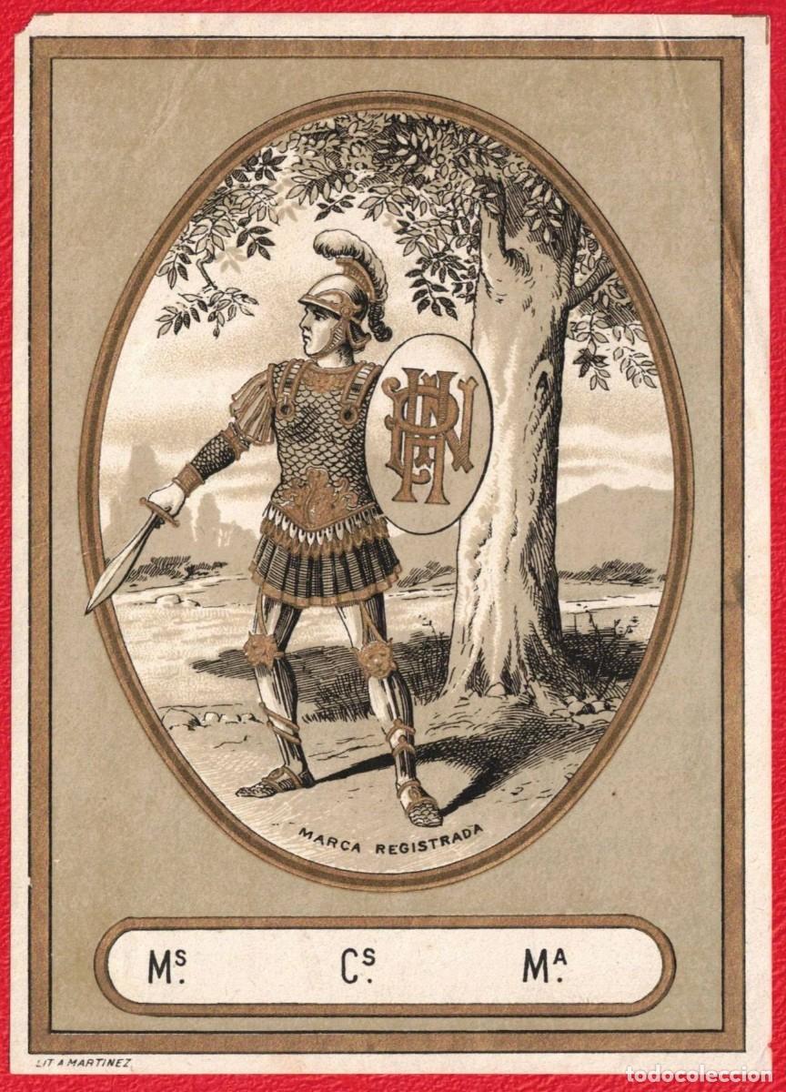 Etiquetas antiguas: Lit. A. Mart&iacute;nez, Monograma y las iniciales MS, CS, MA - Antigua etiqueta original