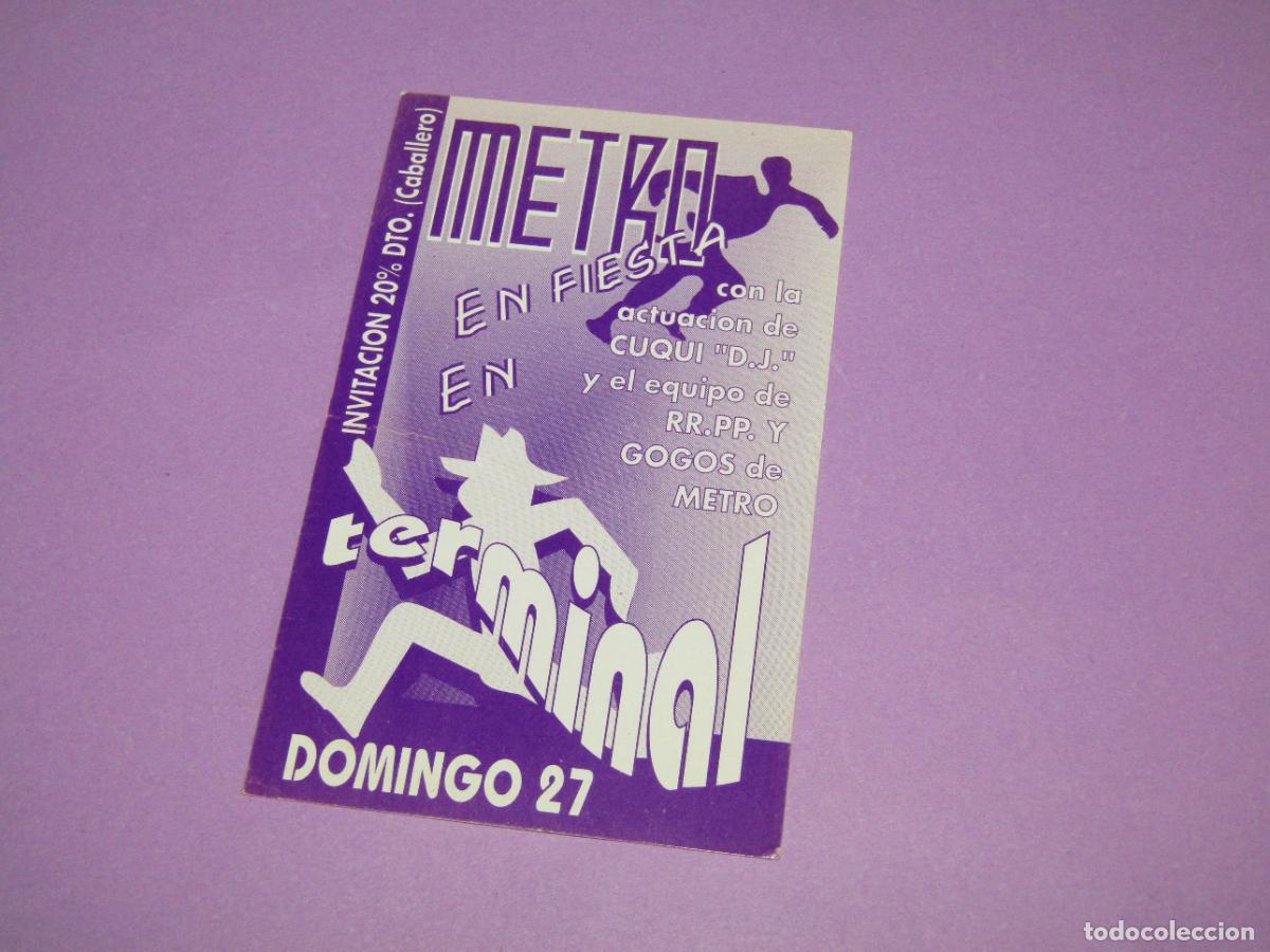Etiquetas antiguas: Antigua Invitaci&oacute;n FLYER Entrada de la Discoteca METRO de Bigastro - A&ntilde;o 1990s.