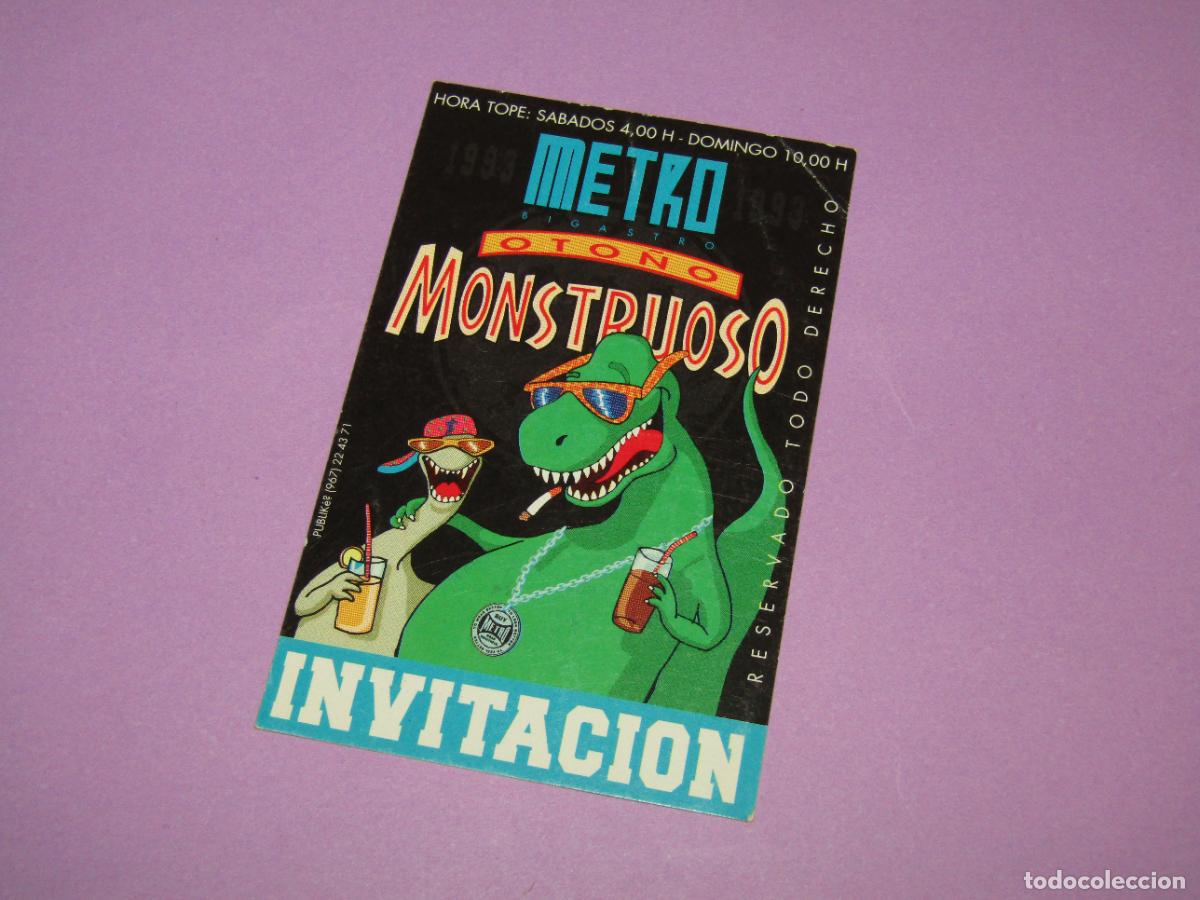 Etiquetas antiguas: Antigua Invitaci&oacute;n FLYER Entrada de la Discoteca METRO de Bigastro - A&ntilde;o 1990s.