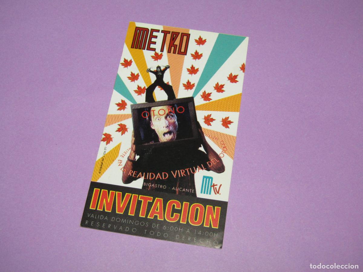Etiquetas antiguas: Antigua Invitaci&oacute;n FLYER Entrada de la Discoteca METRO de Bigastro - A&ntilde;o 1990s.