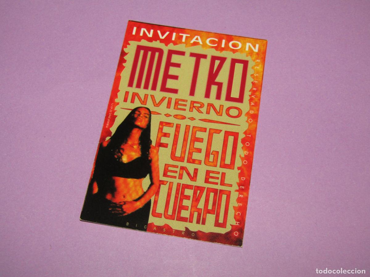 Etiquetas antiguas: Antigua Invitaci&oacute;n FLYER Entrada de la Discoteca METRO de Bigastro - A&ntilde;o 1990s.