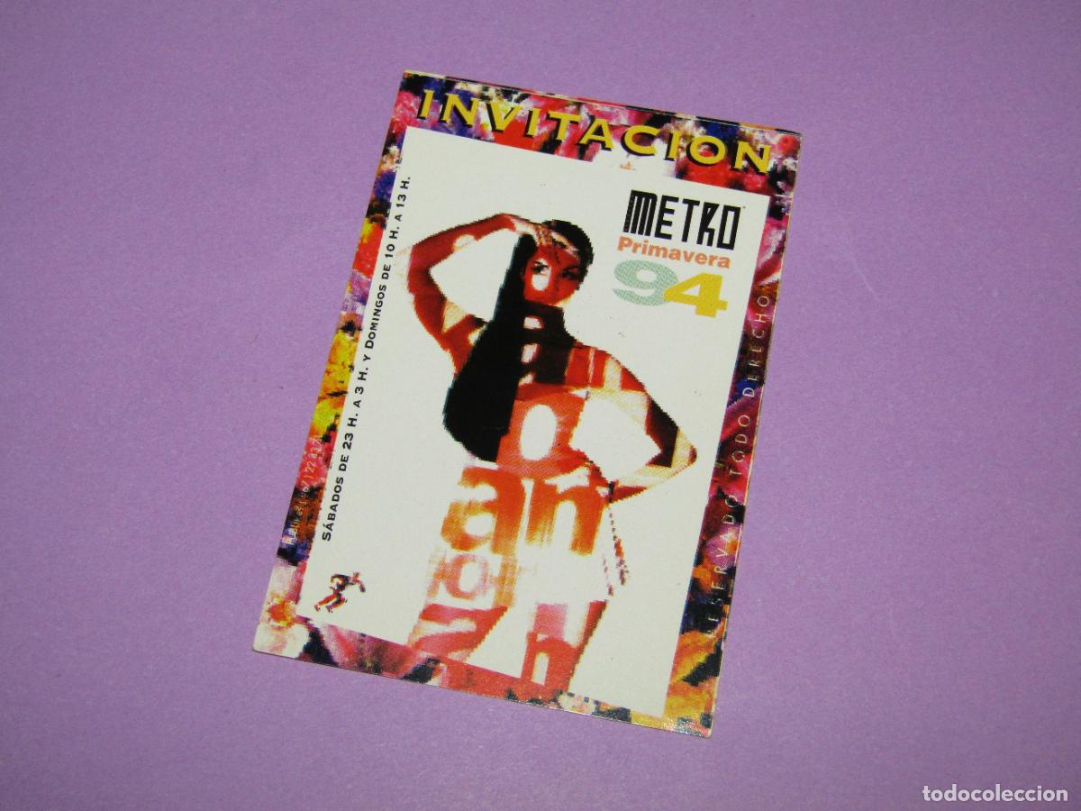 Etiquetas antiguas: Antigua Invitaci&oacute;n FLYER Entrada de la Discoteca METRO de Bigastro - A&ntilde;o 1994
