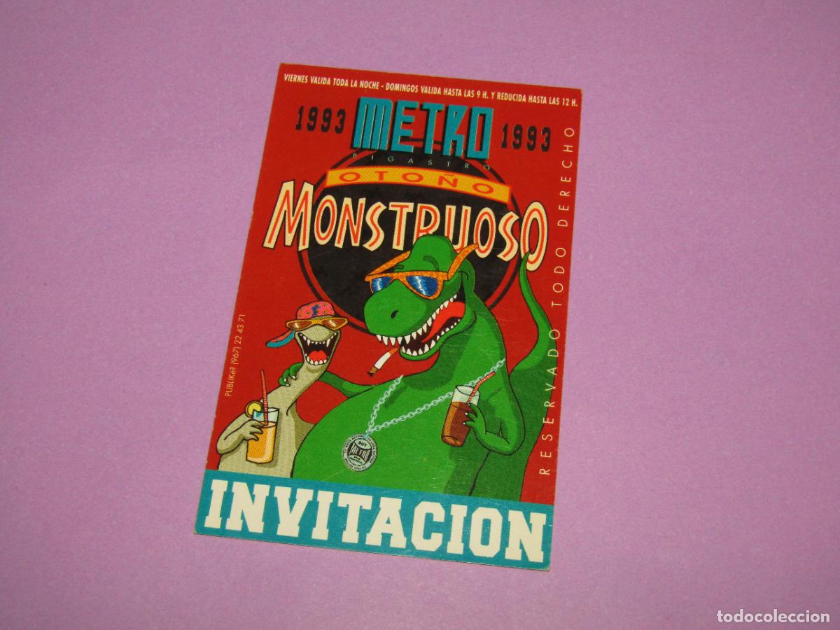 Etiquetas antiguas: Antigua Invitaci&oacute;n FLYER Entrada de la Discoteca METRO de Bigastro - A&ntilde;o 1993