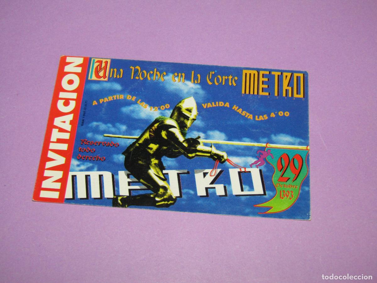 Etiquetas antiguas: Antigua Invitaci&oacute;n FLYER Entrada de la Discoteca METRO de Bigastro - A&ntilde;o 1993