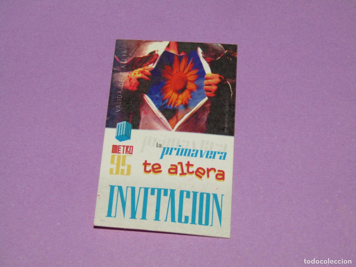 Etiquetas antiguas: Antigua Invitaci&oacute;n FLYER Entrada de la Discoteca METRO de Bigastro - A&ntilde;o 1995