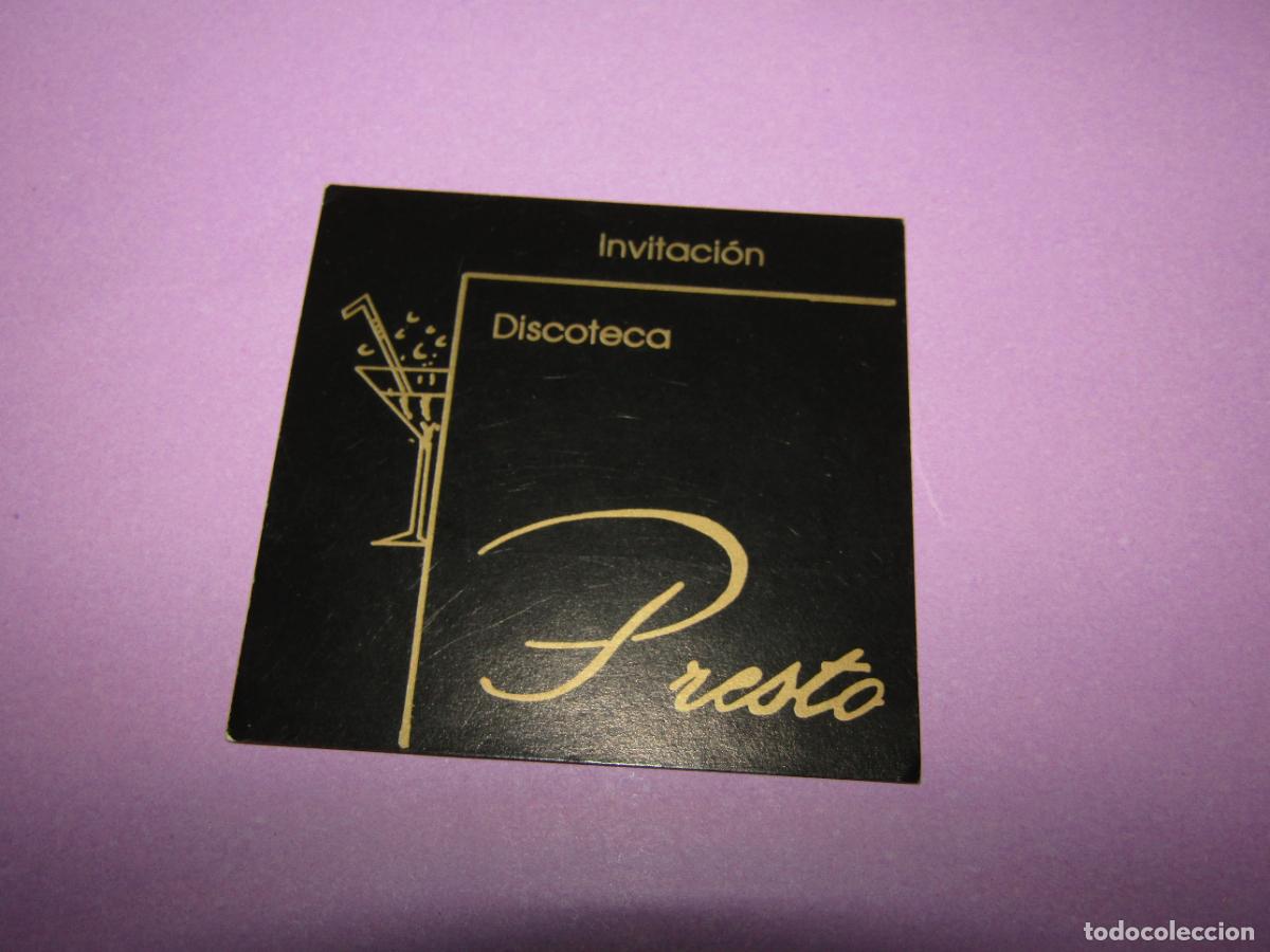 Etiquetas antiguas: Antigua Invitaci&oacute;n FLYER Entrada de la Discoteca PRESTO de ELCHE- A&ntilde;o 1991