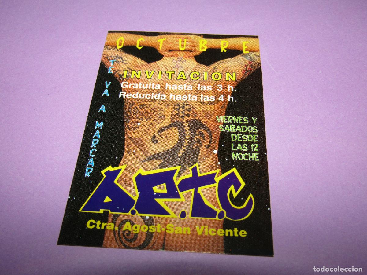 Etiquetas antiguas: Antigua Invitaci&oacute;n FLYER Entrada de la Discoteca A.P.T.C. Ctra. Agost a San Vicente - A&ntilde;o 1990s.