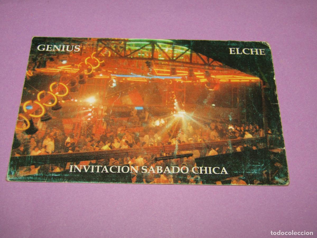 Etiquetas antiguas: Antigua Invitaci&oacute;n FLYER Entrada de la Discoteca GENIUS de ELCHE - A&ntilde;o 1990s.