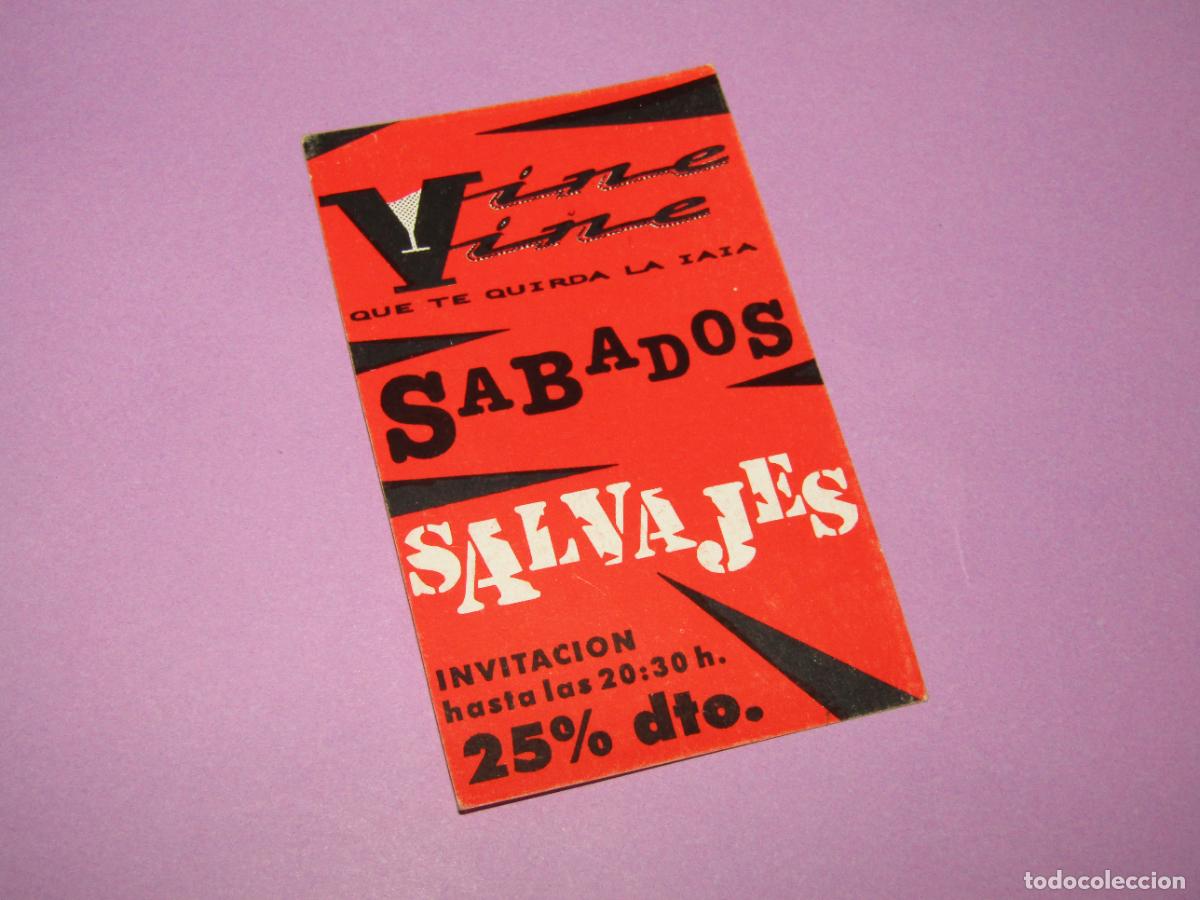 Etiquetas antiguas: Antigua Invitaci&oacute;n FLYER Entrada de la Discoteca VINE VINE de ELCHE - A&ntilde;o 1990s.