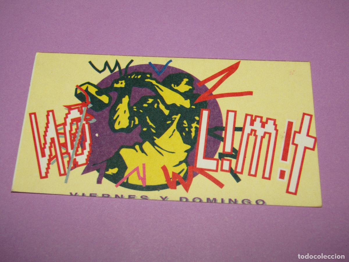 Etiquetas antiguas: Antigua Invitaci&oacute;n FLYER Entrada de la Discoteca NO LIMIT de ELCHE - A&ntilde;o 1990s.