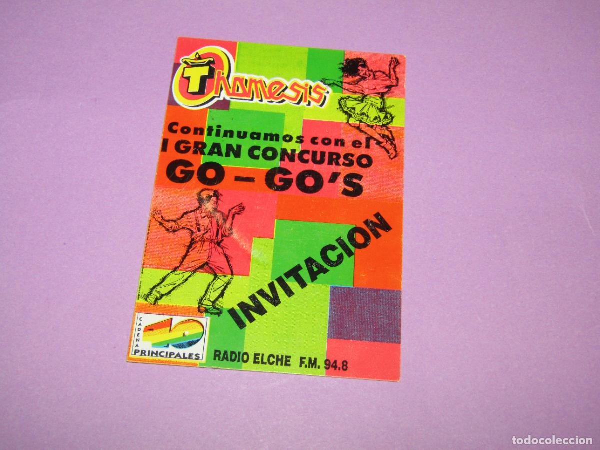 Etiquetas antiguas: Antigua Invitaci&oacute;n FLYER Entrada de la Discoteca THAMESIS - A&ntilde;o 1990s.