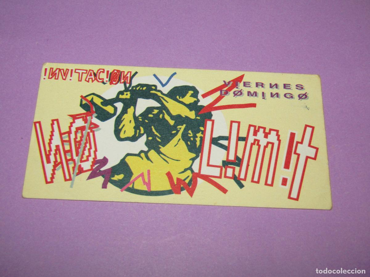 Etiquetas antiguas: Antigua Invitaci&oacute;n FLYER Entrada de la Discoteca NO LIMIT - A&ntilde;o 1990s.
