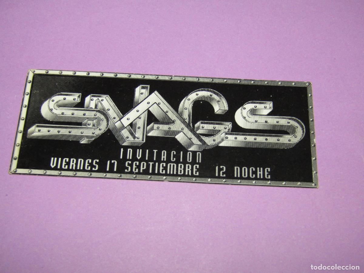 Etiquetas antiguas: Antigua Invitaci&oacute;n FLYER Entrada de la Discoteca SNAGS - A&ntilde;o 1990s.