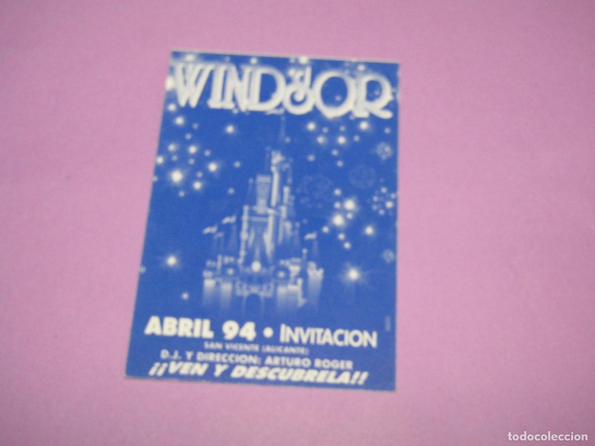 Etiquetas antiguas: Antigua Invitaci&oacute;n FLYER Entrada de la Discoteca WINDSOR de San Vicente - A&ntilde;o 1990s.