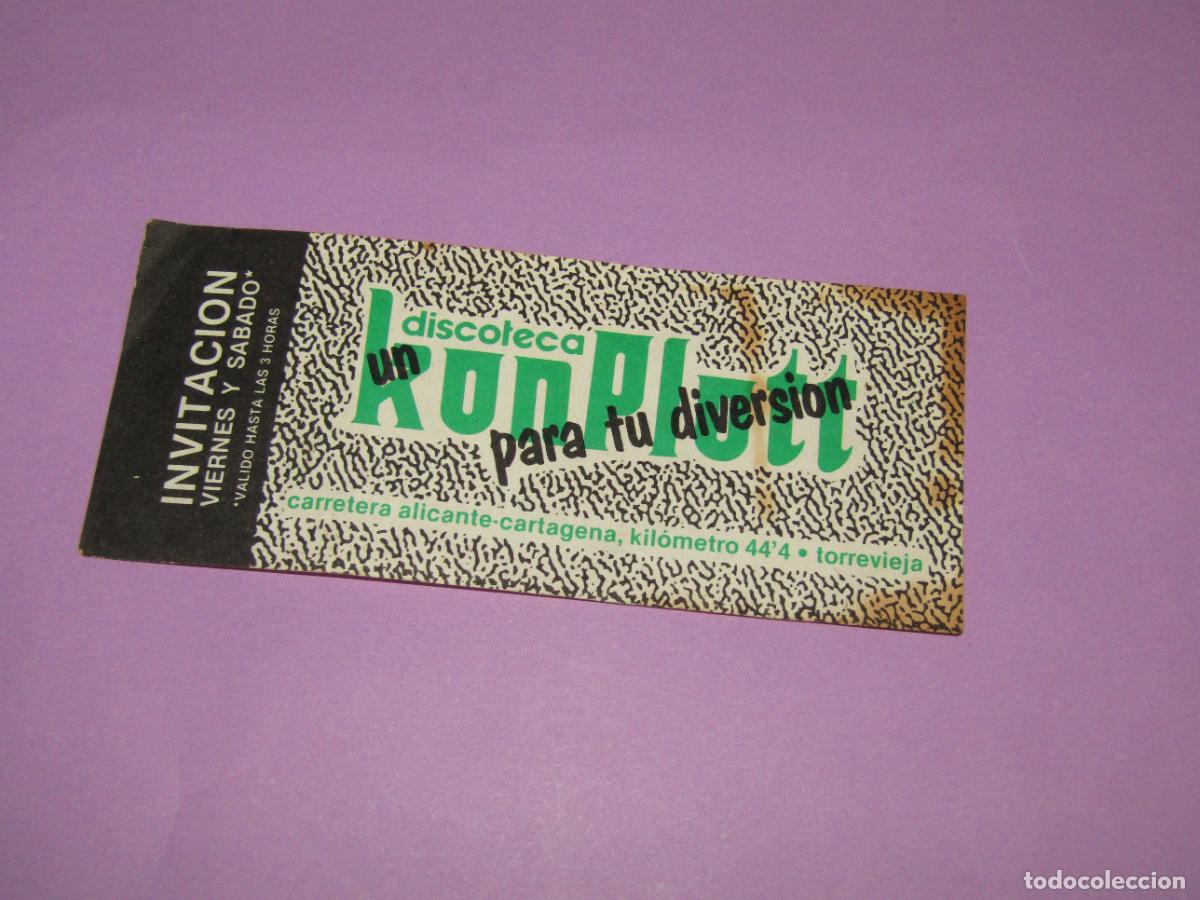Etiquetas antiguas: Antigua Invitaci&oacute;n FLYER Entrada de la Discoteca KONPLOTT de TORREVIEJA - A&ntilde;o 1990s.