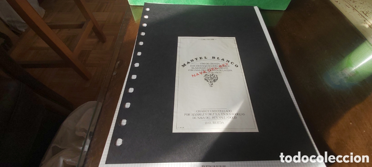 Etiquetas antiguas: ETIQUETA VINO VERDEJO BLANCO MANTEL BLANCO 1977. RUEDA. NAVA DEL REY