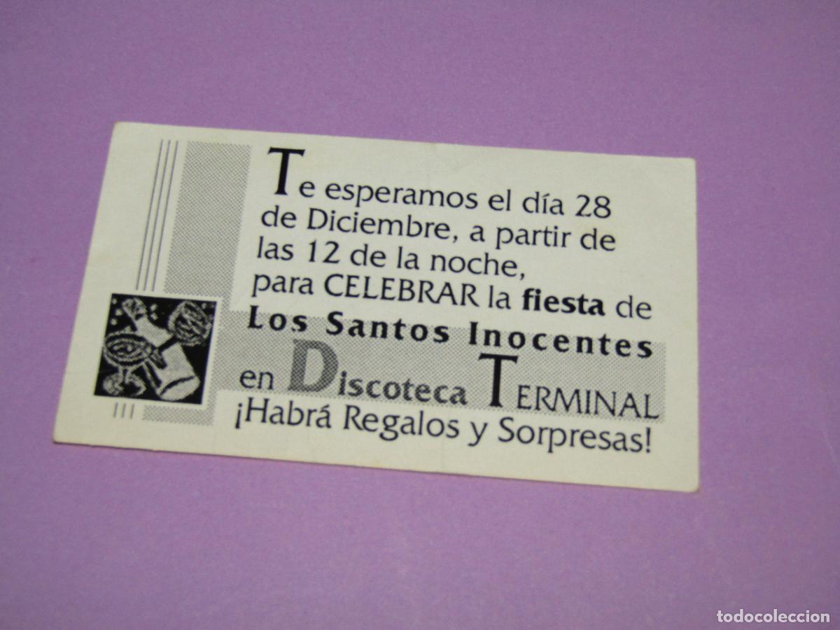 Etiquetas antiguas: Antigua Invitaci&oacute;n FLYER Entrada de la Discoteca TERMINAL de ELCHE - A&ntilde;o 1990s.