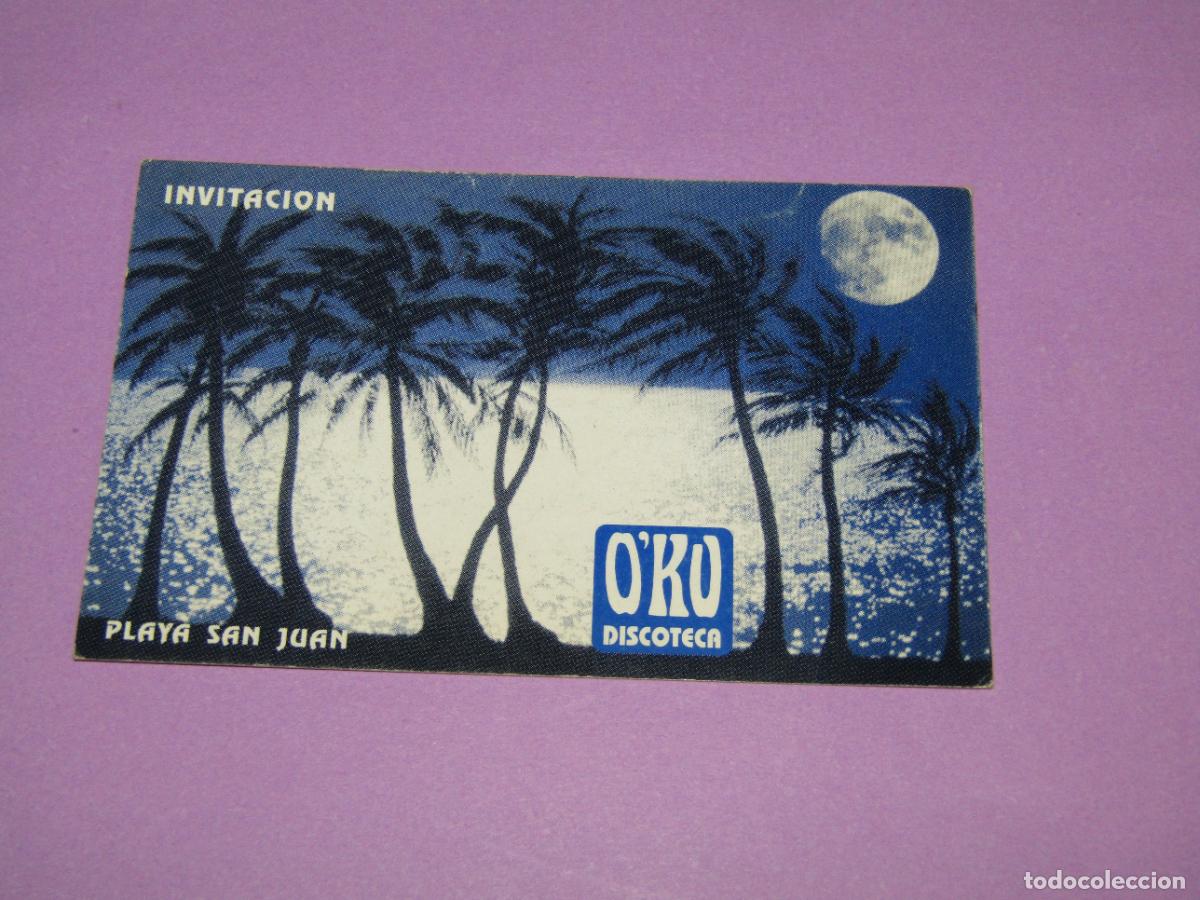 Etiquetas antiguas: Antigua Invitaci&oacute;n FLYER Entrada de la Discoteca O'KU de Playa de San Juan - A&ntilde;o 1990s.