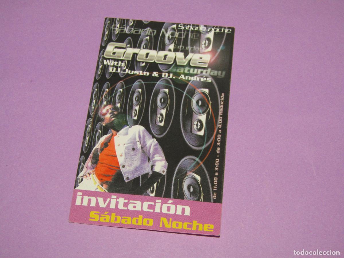 Etiquetas antiguas: Antigua Invitaci&oacute;n FLYER Entrada de la Discoteca GROOVE de San Vicente - A&ntilde;o 1990s.