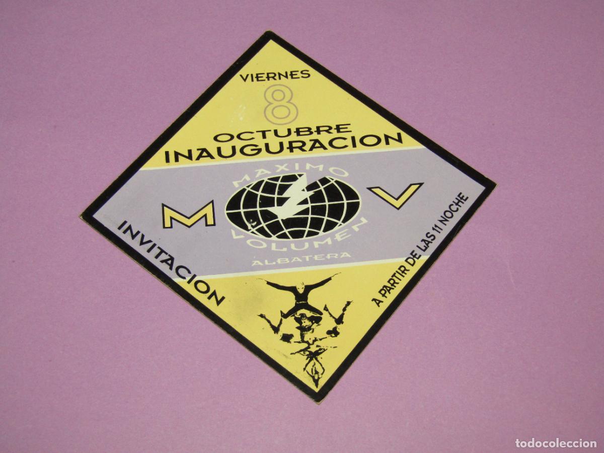 Etiquetas antiguas: Antigua Invitaci&oacute;n FLYER Entrada de la Discoteca M&Aacute;XIMO VOLUMEN de ALBATERA - A&ntilde;o 1990s.