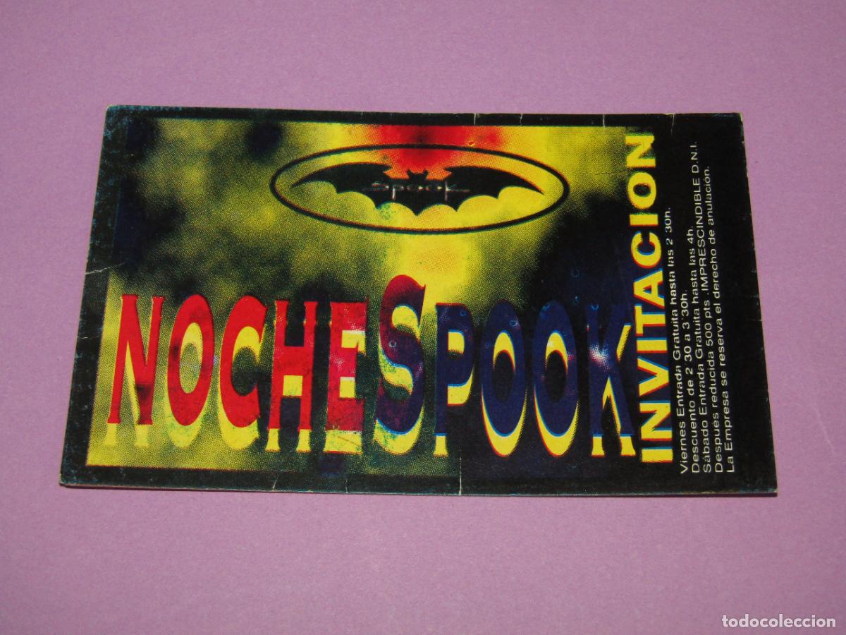 Etiquetas antiguas: Antigua Invitaci&oacute;n FLYER Entrada de la Discoteca SPOOK Ruta del Bakalao - A&ntilde;o 1990s.
