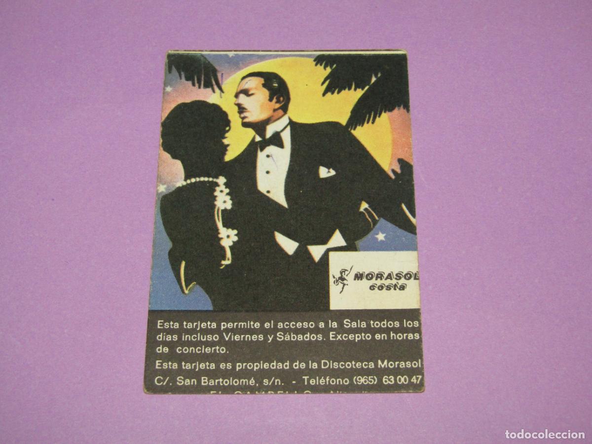 Etiquetas antiguas: Antigua Invitaci&oacute;n FLYER Entrada de la Discoteca MORASOL COSTA de EL CAMPELLO - A&ntilde;o 1990s.