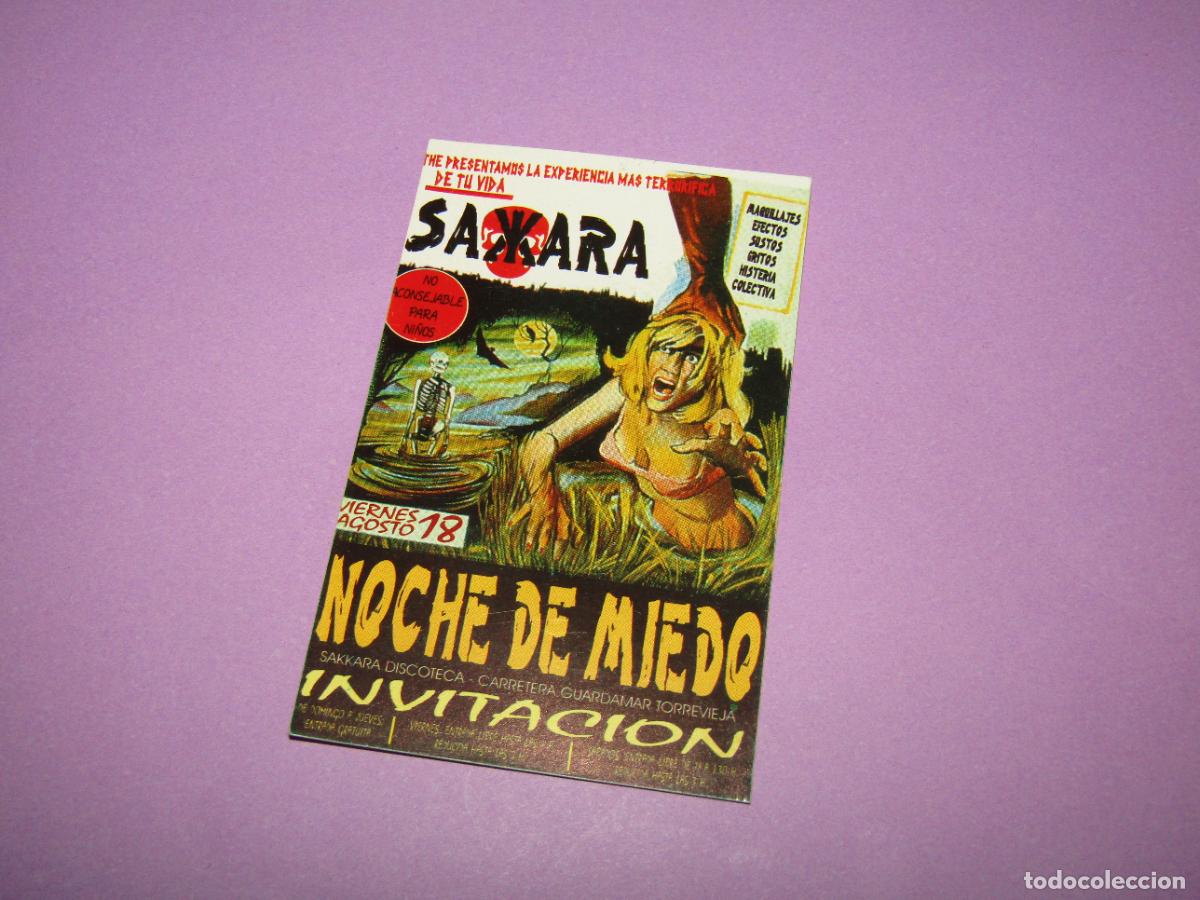 Etiquetas antiguas: Antigua Invitaci&oacute;n FLYER Entrada de la Discoteca SAKKARA de GUARDAMAR Alicante A&ntilde;o 1990s.