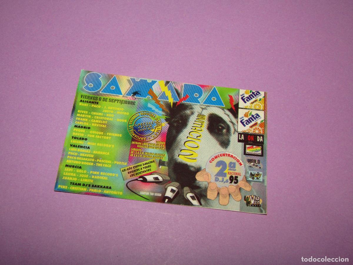 Etiquetas antiguas: Antigua Invitaci&oacute;n FLYER Entrada de la Discoteca SAKKARA de GUARDAMAR Alicante A&ntilde;o 1995