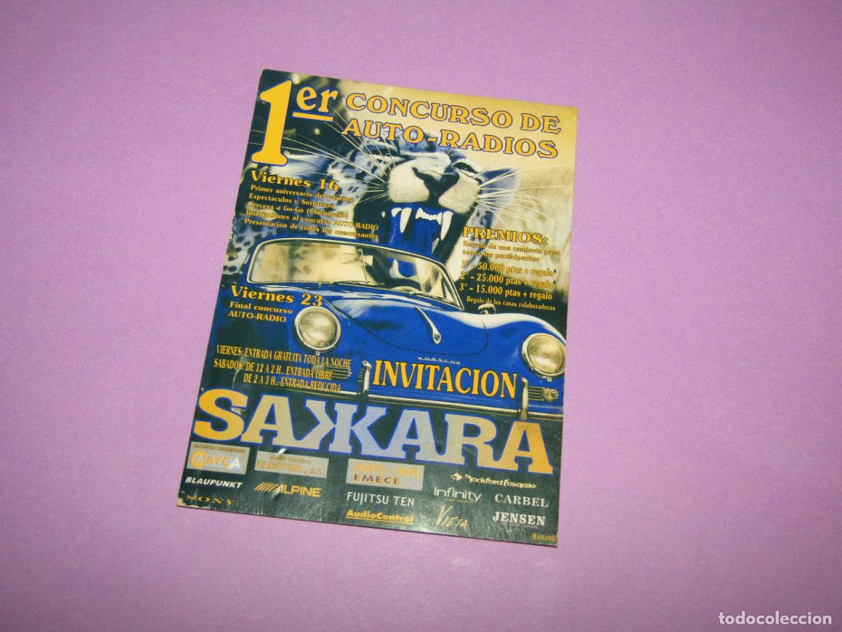 Etiquetas antiguas: Antigua Invitaci&oacute;n FLYER Entrada de la Discoteca SAKKARA de GUARDAMAR Alicante A&ntilde;o 1990s.