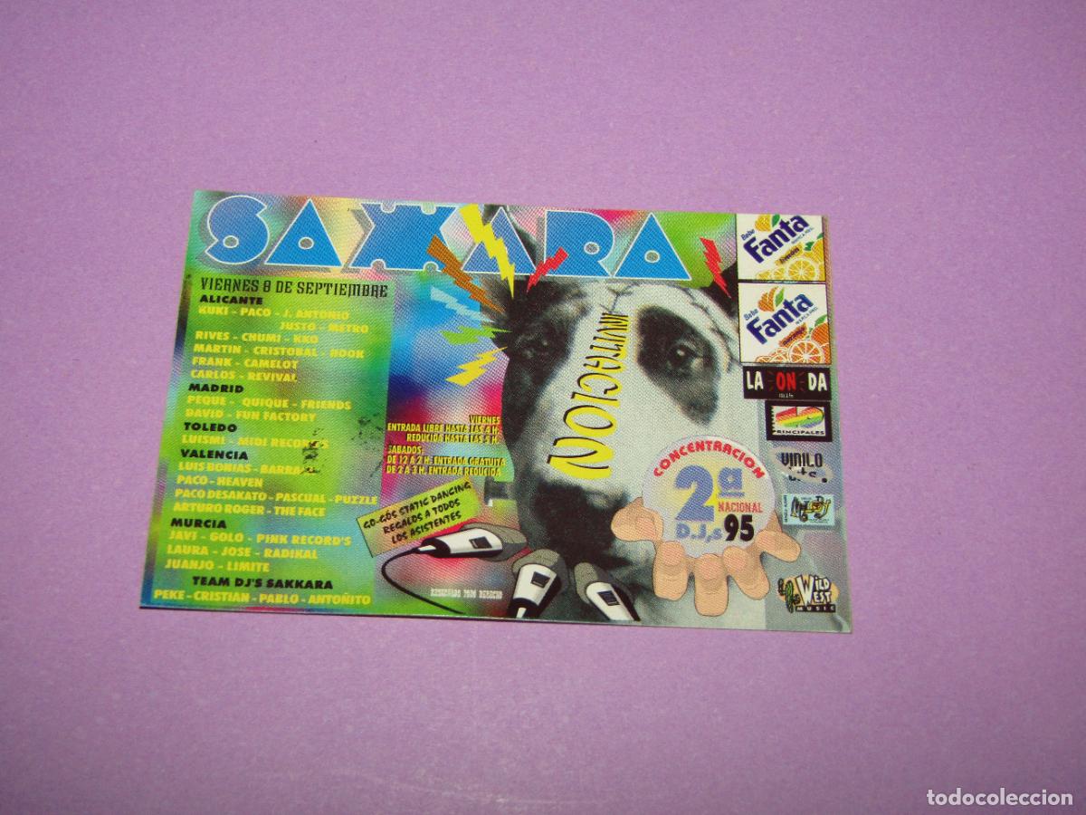 Etiquetas antiguas: Antigua Invitaci&oacute;n FLYER Entrada de la Discoteca SAKKARA de GUARDAMAR Alicante A&ntilde;o 1995
