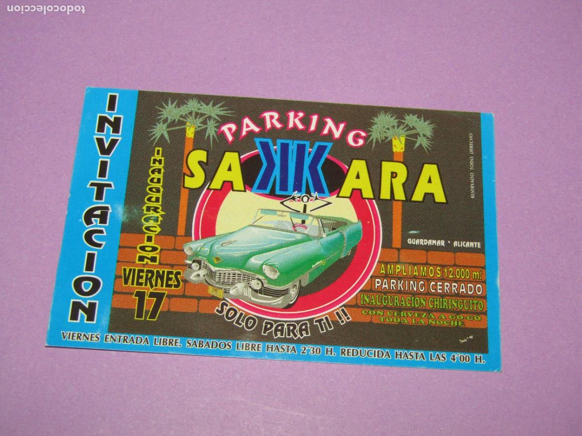 Etiquetas antiguas: Antigua Invitaci&oacute;n FLYER Entrada de la Discoteca SAKKARA de GUARDAMAR Alicante A&ntilde;o 1990s.