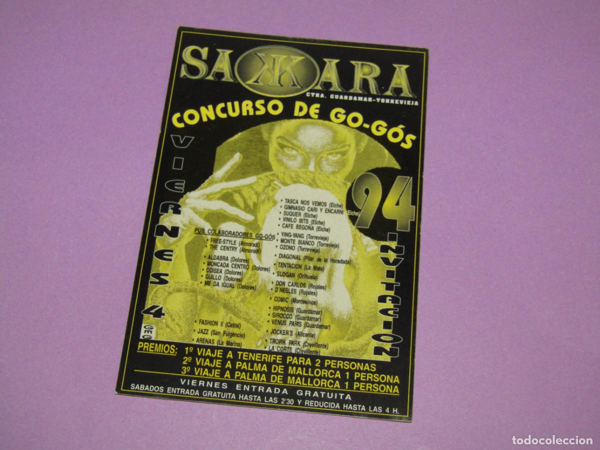 Etiquetas antiguas: Antigua Invitaci&oacute;n FLYER Entrada de la Discoteca SAKKARA de GUARDAMAR Alicante A&ntilde;o 1990s.