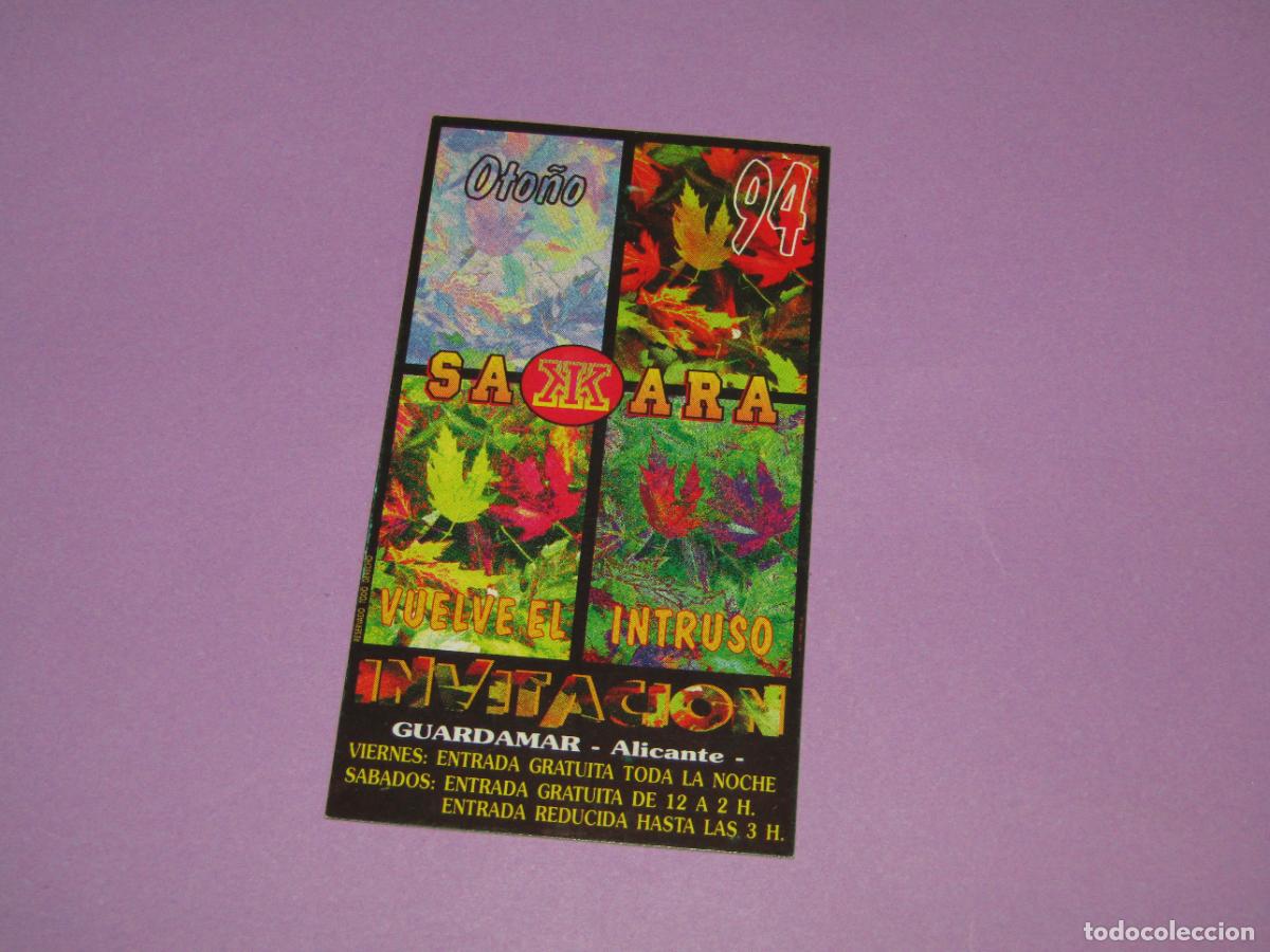 Etiquetas antiguas: Antigua Invitaci&oacute;n FLYER Entrada de la Discoteca SAKKARA de GUARDAMAR Alicante A&ntilde;o 1994