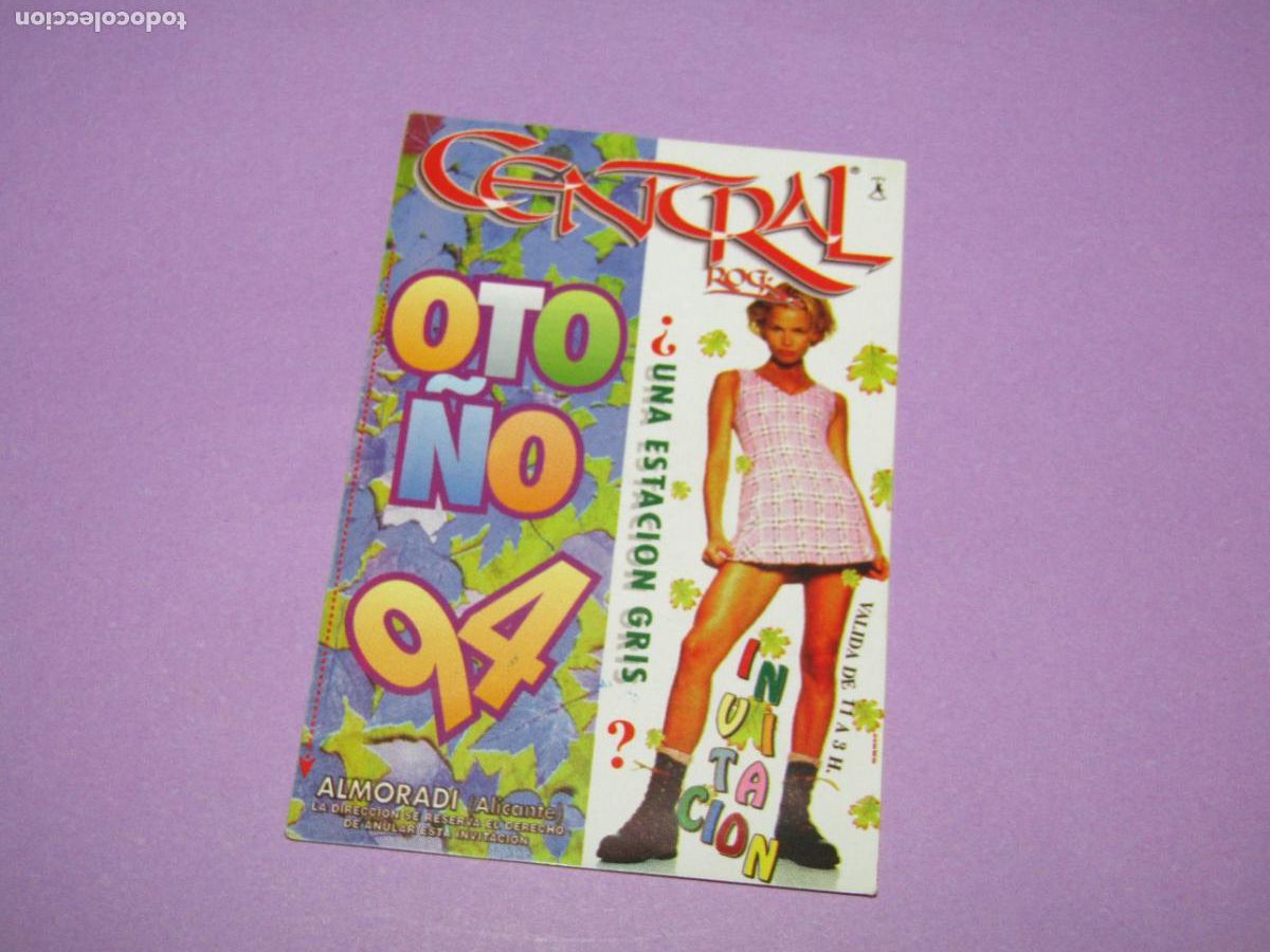 Etiquetas antiguas: Antigua Invitaci&oacute;n FLYER Entrada de la Discoteca CENTRAL ROCK de ALMORAD&Iacute; - A&ntilde;o 1994
